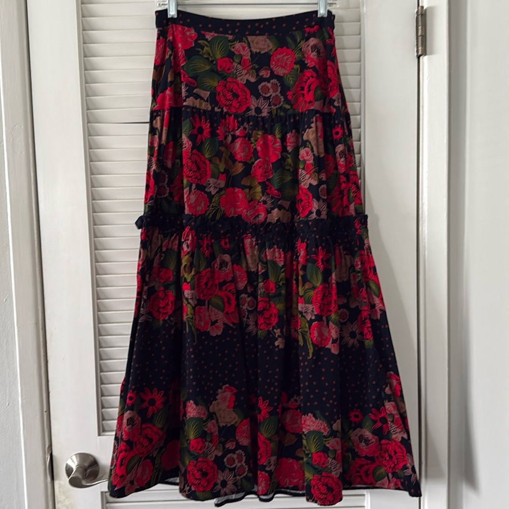 Eva Franco floral corduroy skirt